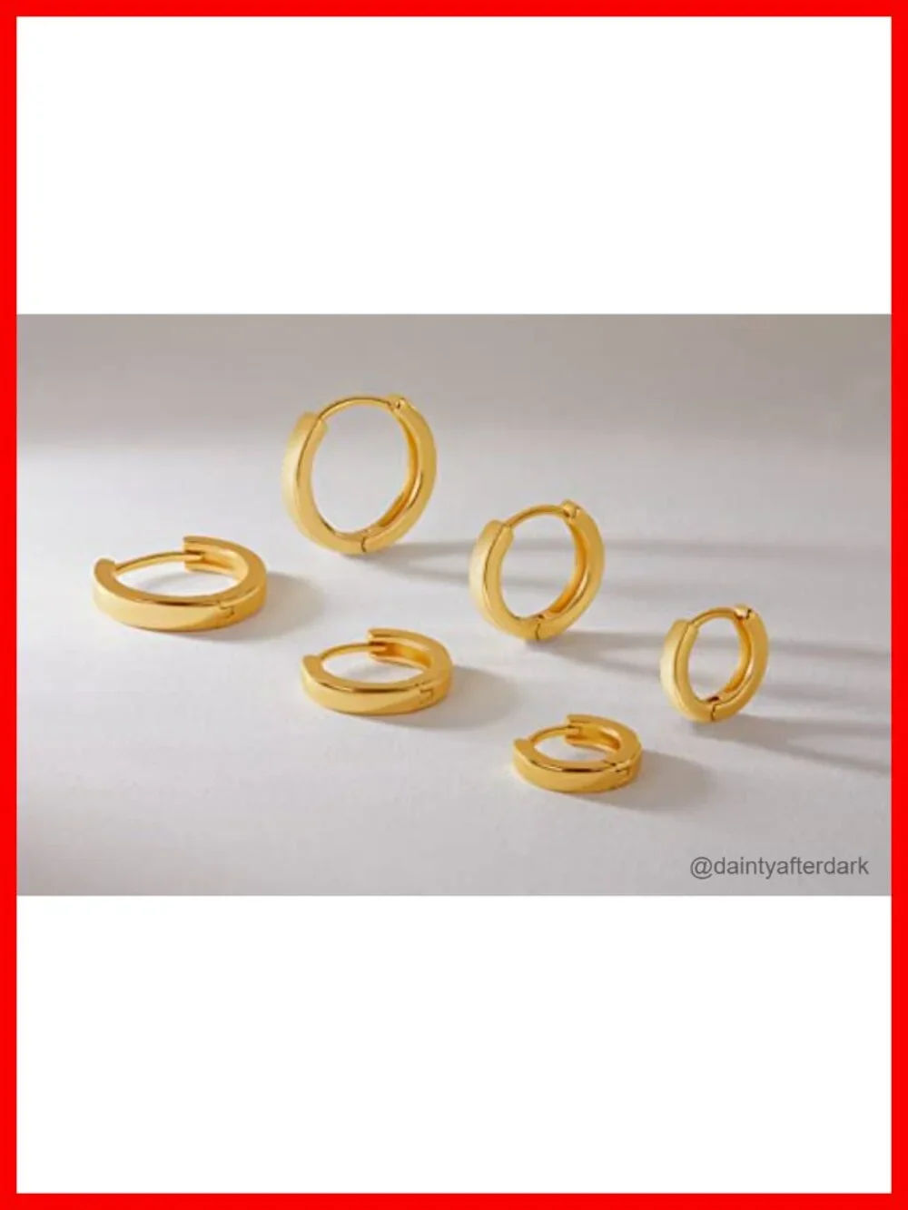Set of 6 Small Huggie Hoop Earrings, 14K Gold Plated, Hypoallergenic